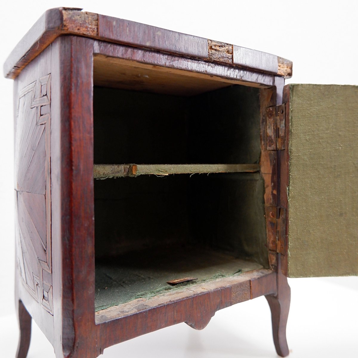 Miniature Cabinet Of Art In Mahogany Marquetry With Floral Decoration - Early 20th Century-photo-4