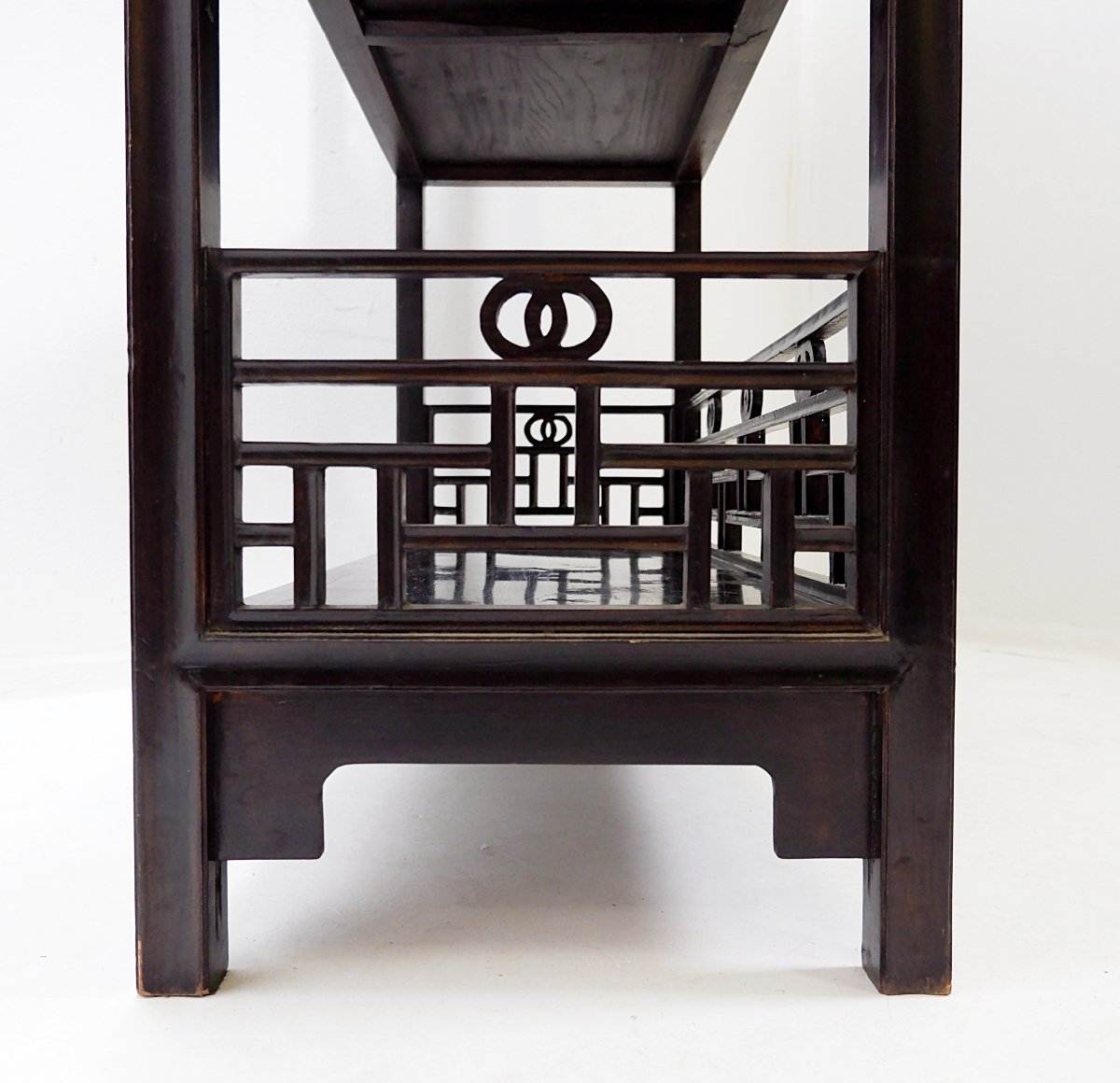 Three-tier Chinese Lacquered Wood Bookcase - 20th Century-photo-8