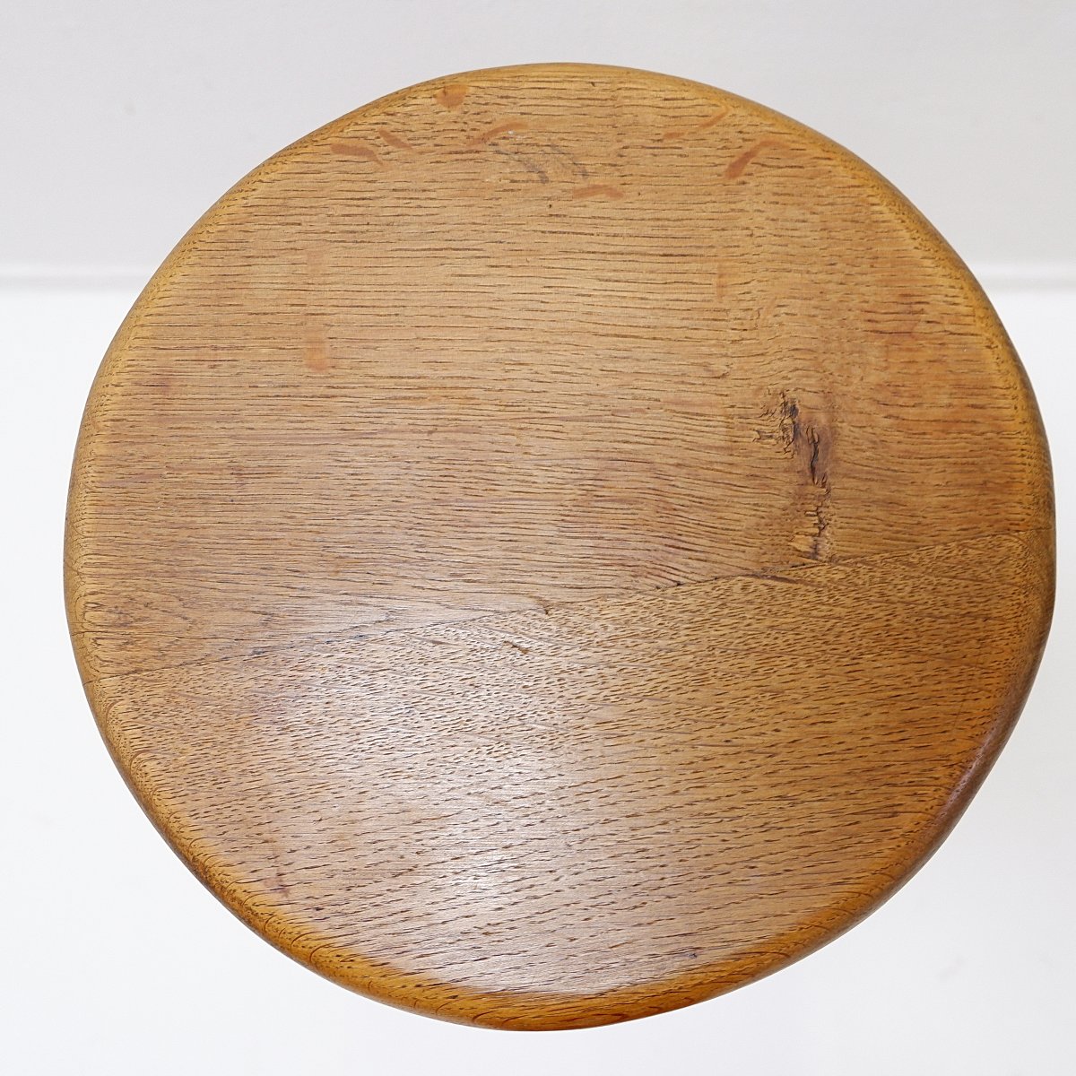 Paire de tabourets de bar brutalistes en chêne et fer forgé, années 1960-photo-2