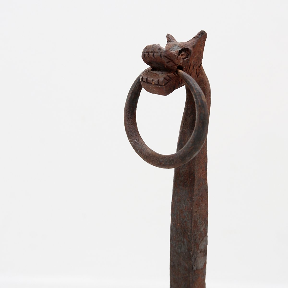 Chenets en fer forgé italiens en forme de dragon, années 1920-photo-3