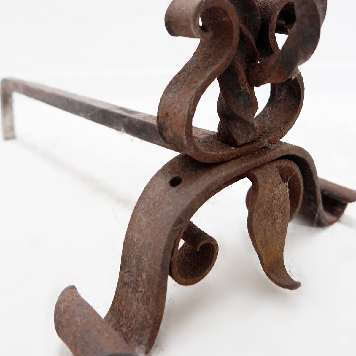 Chenets en fer forgé italiens en forme de dragon, années 1920-photo-5