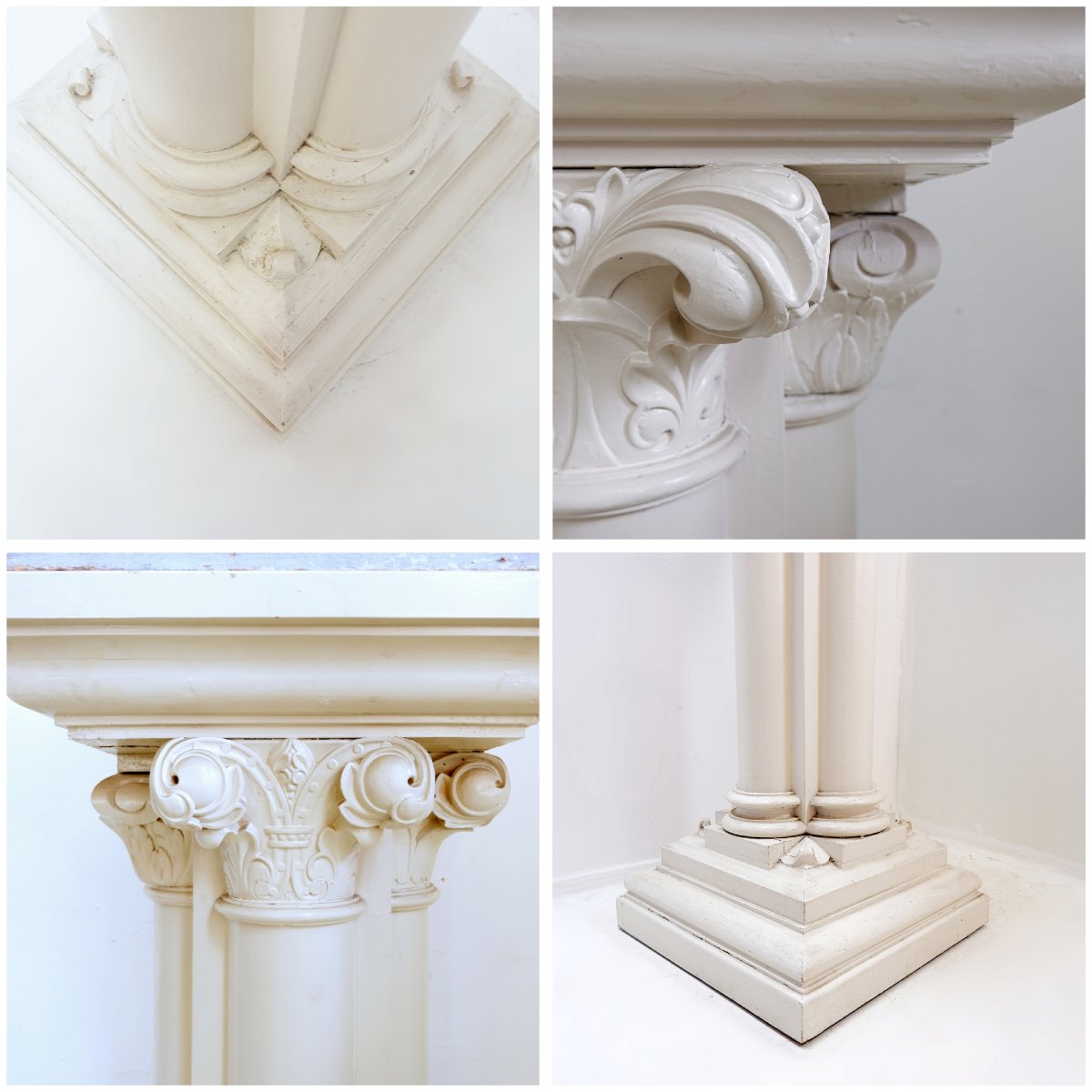 Cabinet de chapelle de style néo-gothique sur colonne en bois sculpté et laqué-photo-1