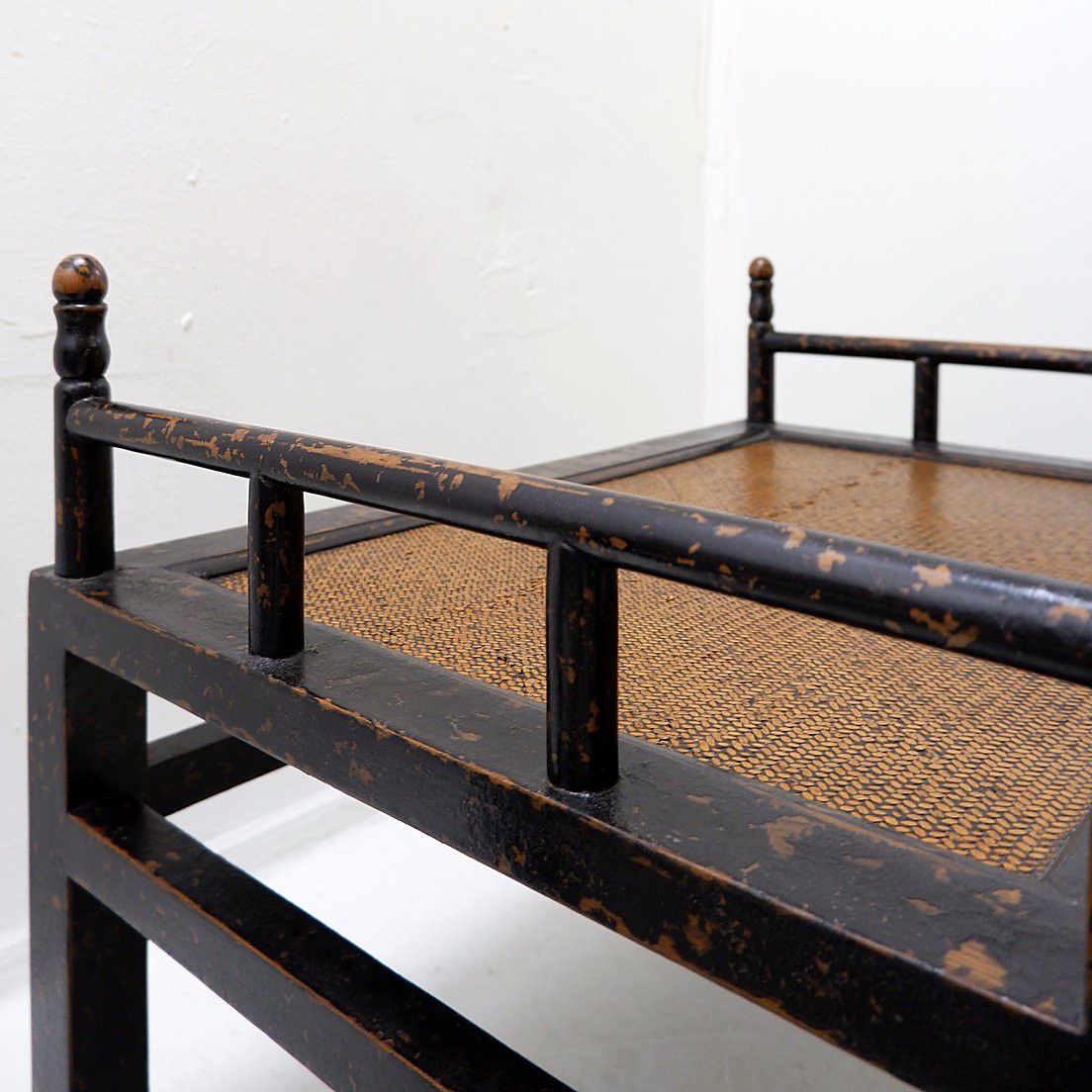 Paire de chaises de méditation en bois laqué et rotin - Japon, début du XXe siècle-photo-3
