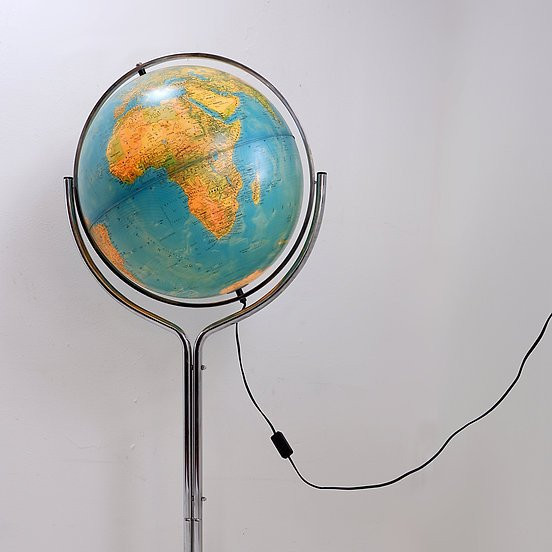 Geoscope Illuminated Globe On Chrome Stand, Italy, Circa 1980-photo-3