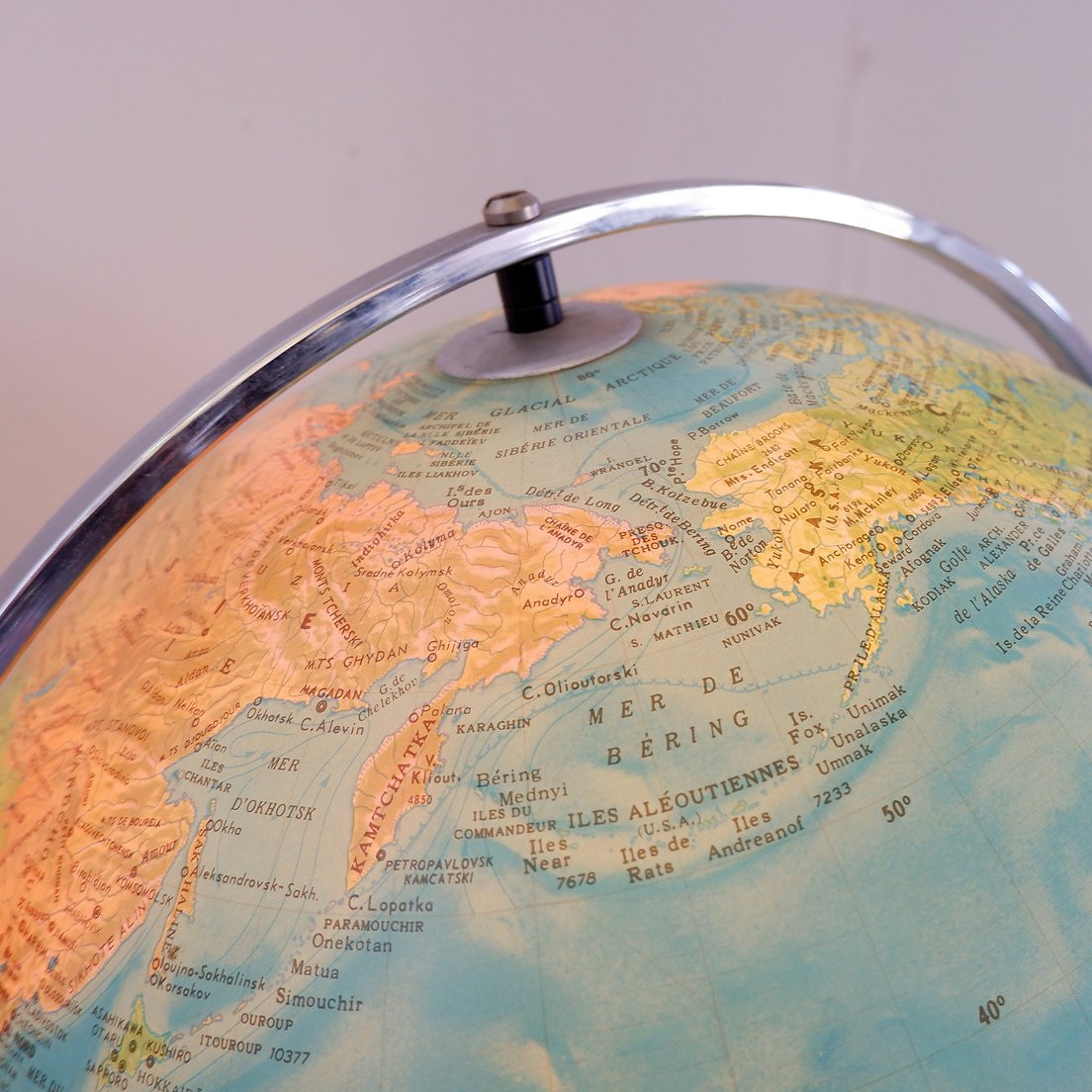 Geoscope Illuminated Globe On Chrome Stand, Italy, Circa 1980-photo-8