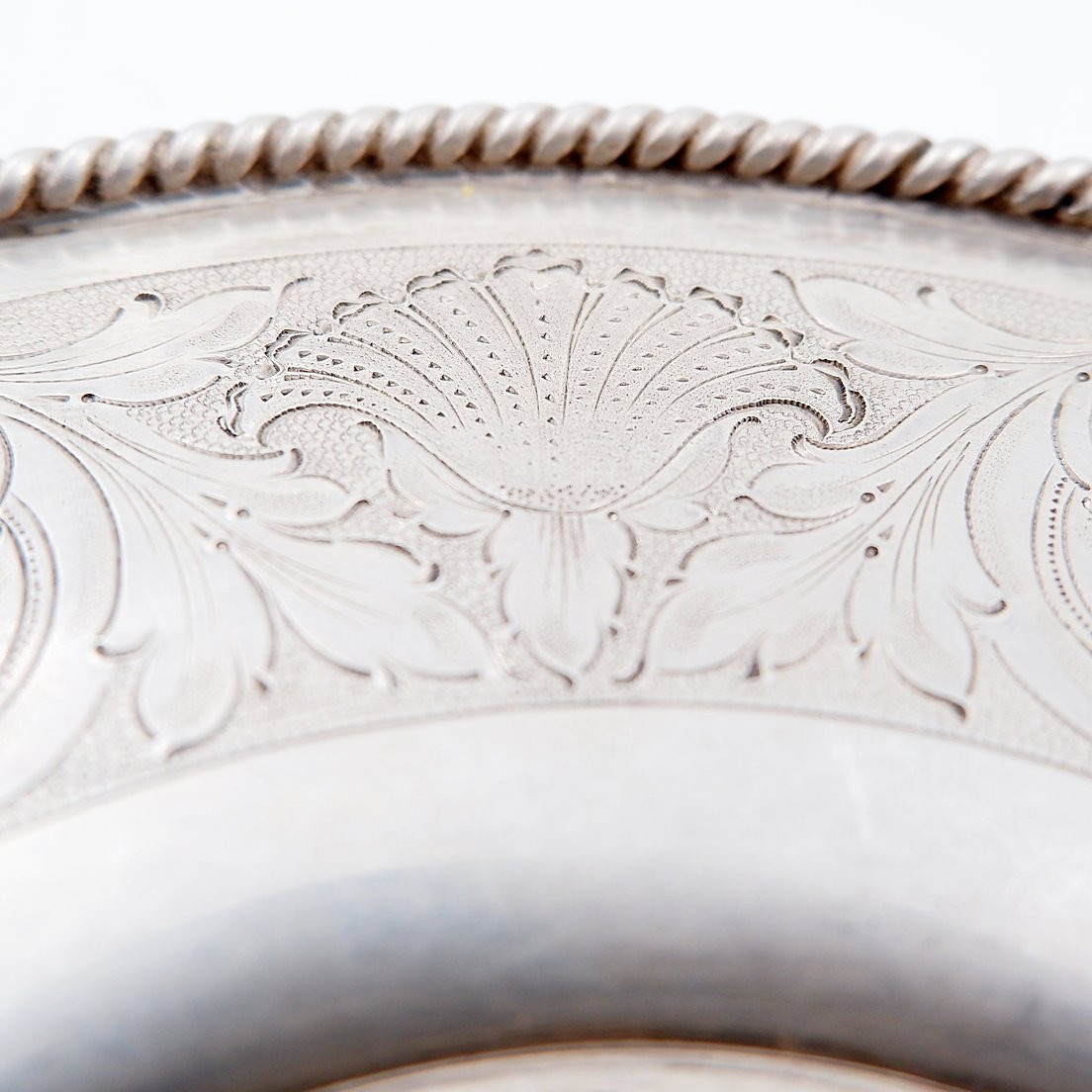 Assiette ancienne en argent décorée et incrustée de 4 pièces portugaises Ø 19 cm-photo-2