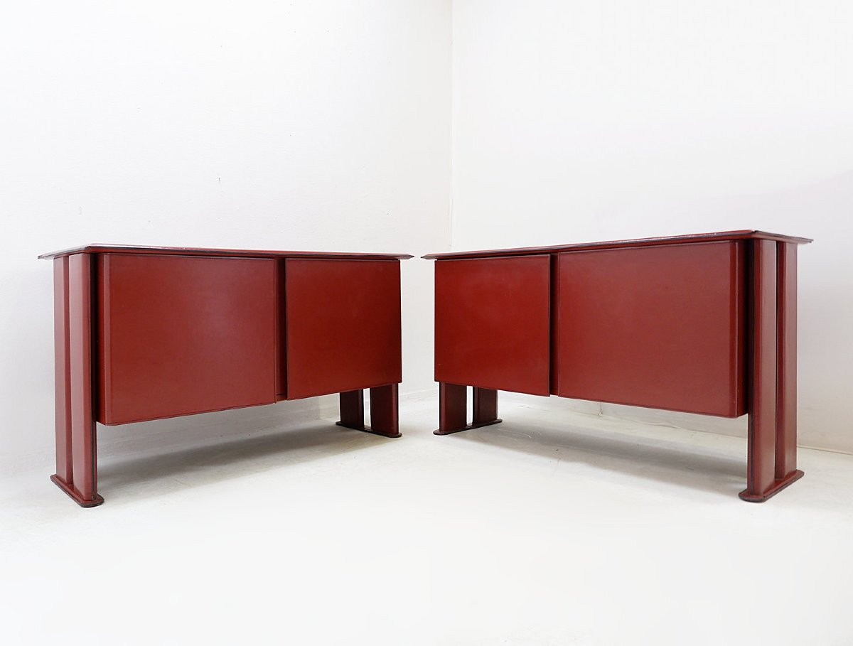 Leather Sideboard By The Brazilian Brand De Couro - 1980s-photo-3