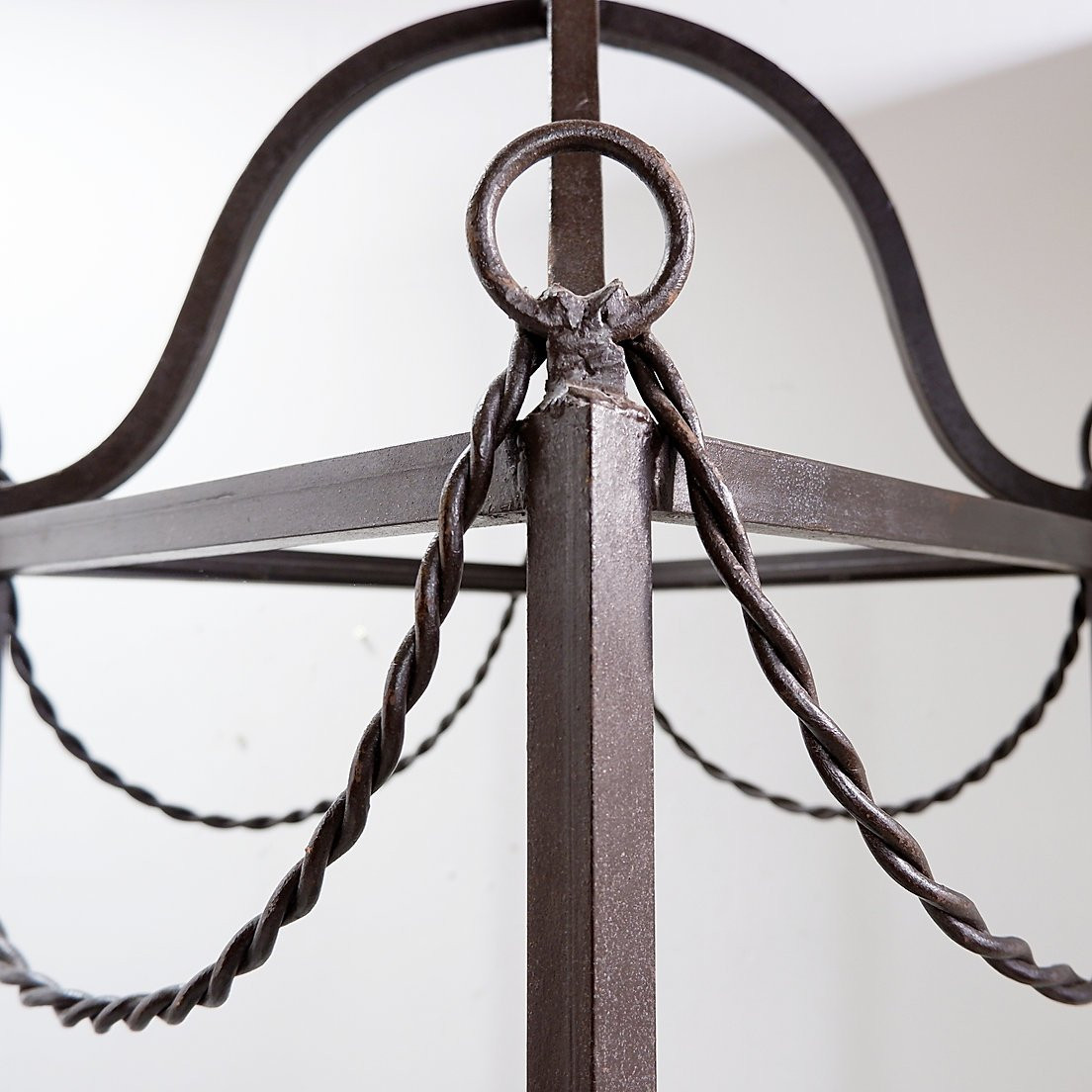 Pair Of Vintage Pagoda-style Shelves In Black Metal-photo-2