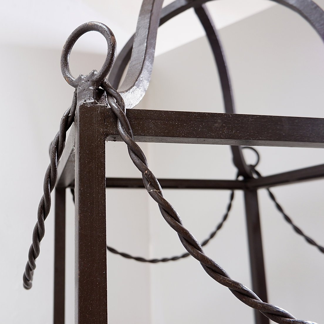 Pair Of Vintage Pagoda-style Shelves In Black Metal-photo-1