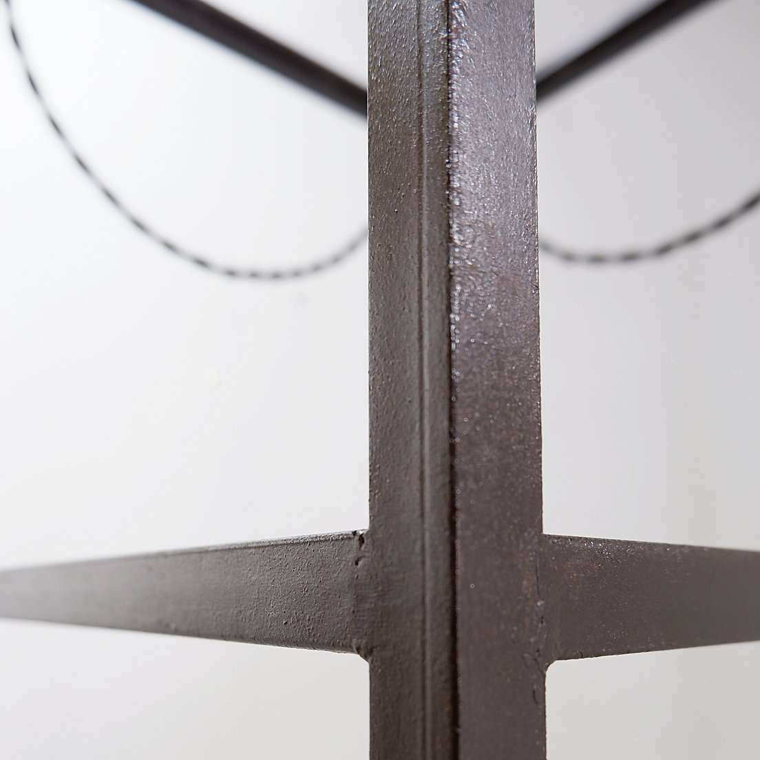 Pair Of Vintage Pagoda-style Shelves In Black Metal-photo-3