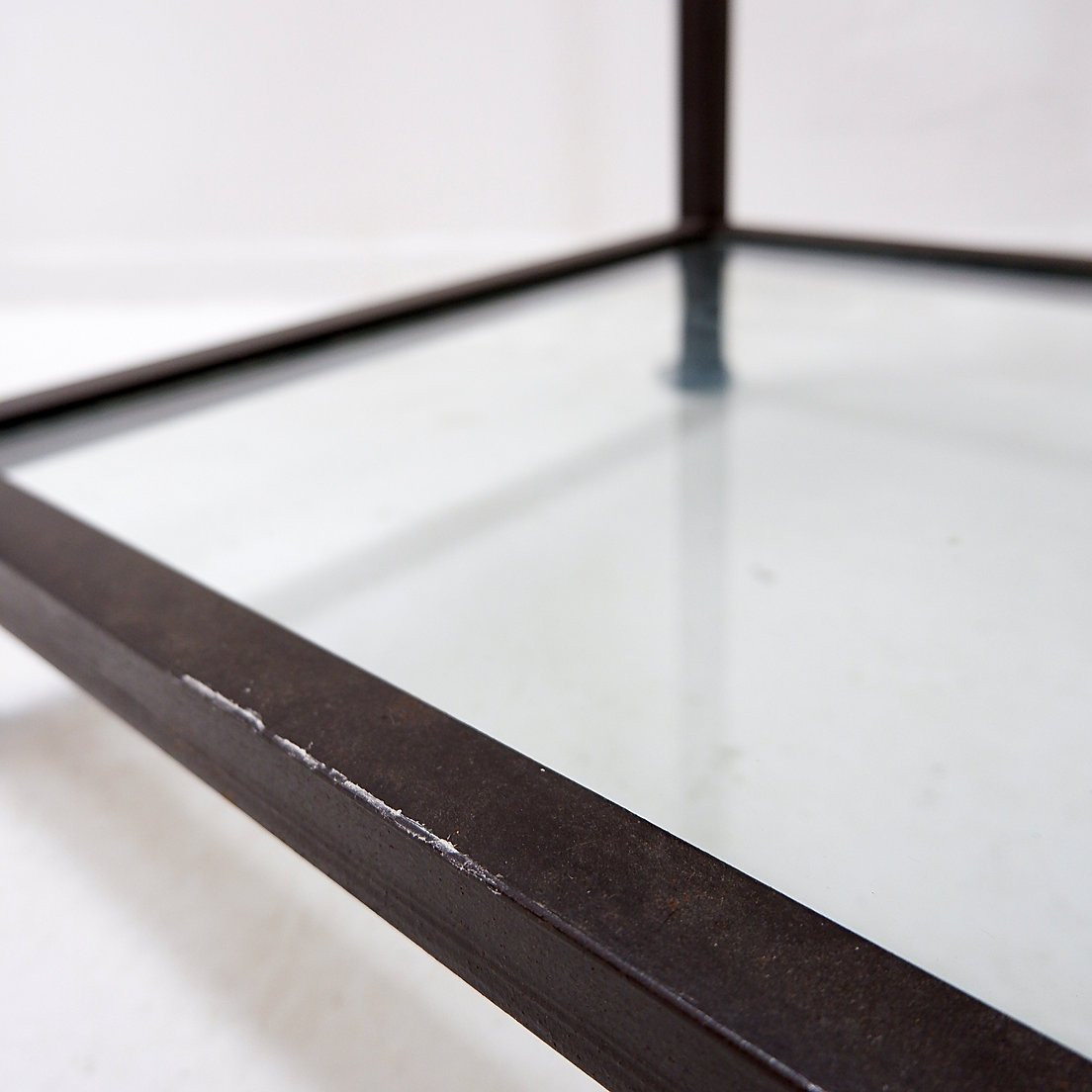 Pair Of Vintage Pagoda-style Shelves In Black Metal-photo-4