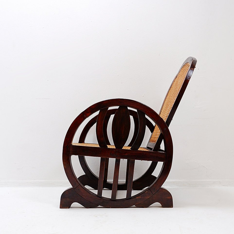 Art Deco Armchairs In Wood, With Caned Seats And Backs, Circa 1930-photo-4