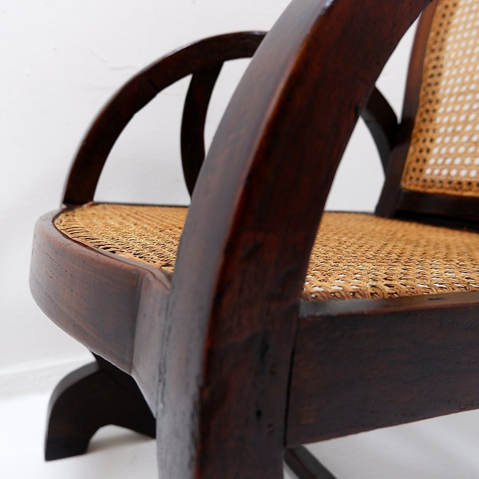 Art Deco Armchairs In Wood, With Caned Seats And Backs, Circa 1930-photo-5