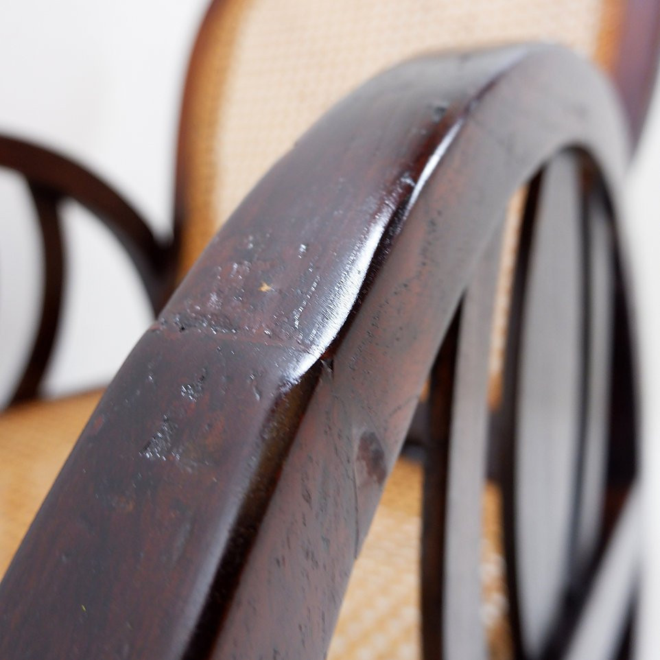 Art Deco Armchairs In Wood, With Caned Seats And Backs, Circa 1930-photo-6