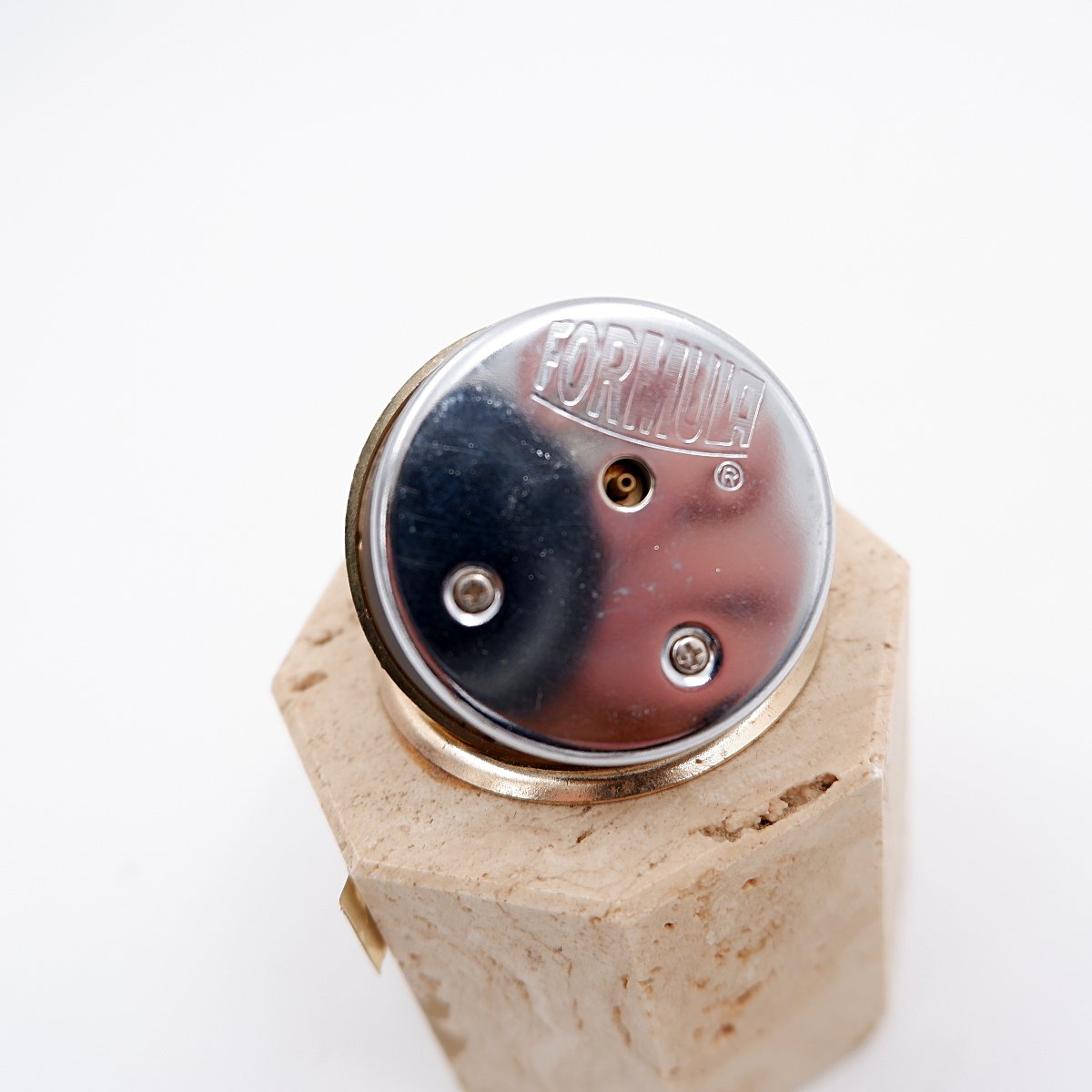 Briquet de table octogonal vintage Cerri Nestore en travertin - Italie, années 1970-photo-7