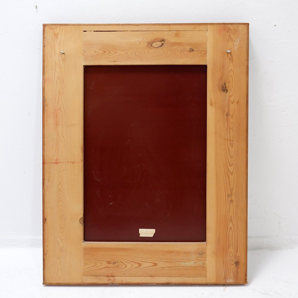 Miroir mural biseauté à panneaux de miroir bleus et cuivrés - Italie, années 1930-photo-8