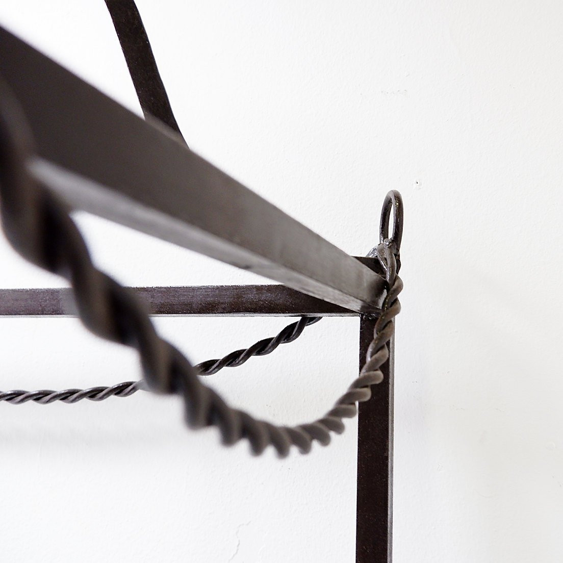 Vintage Pagoda-style Shelves In Black Metal-photo-2