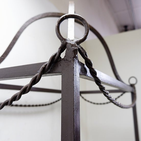 Vintage Pagoda-style Shelves In Black Metal-photo-3