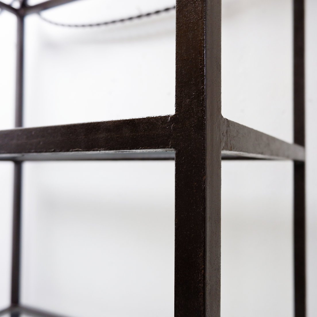 Vintage Pagoda-style Shelves In Black Metal-photo-4