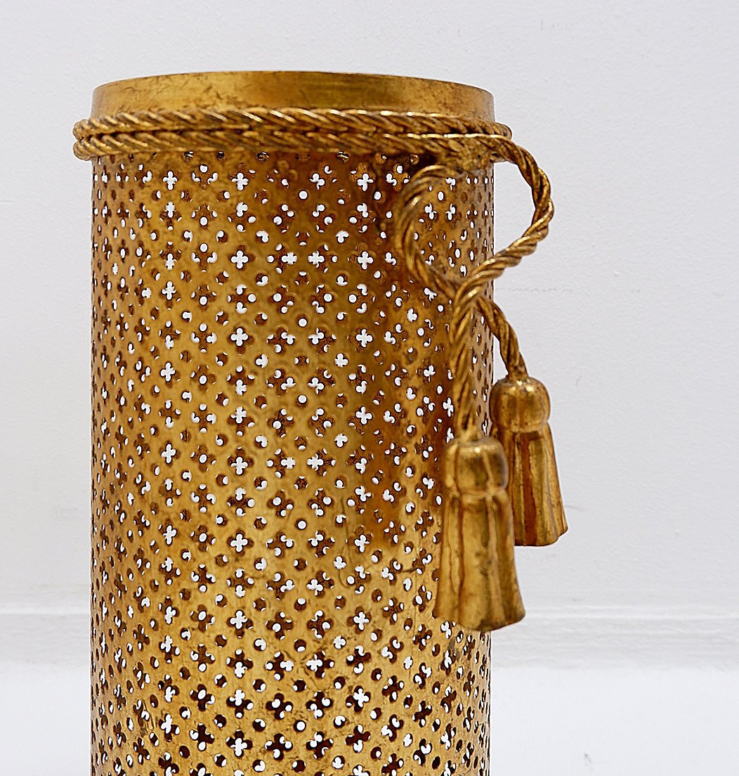 Gold-plated Umbrella Stand In The Hollywood Regency Style, By Li Puma Firenze, Italy, 1950s-photo-2