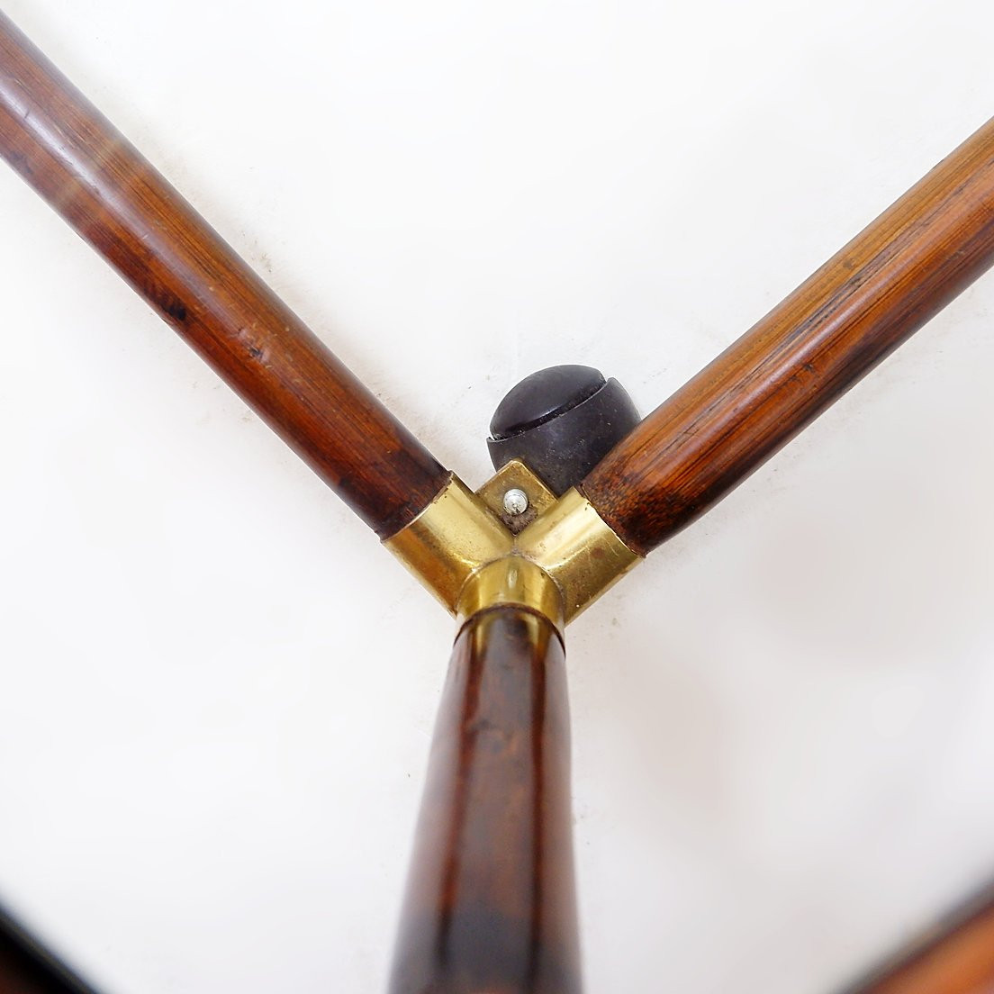 Table basse en bambou et laiton, plateau en verre, années 60-photo-6