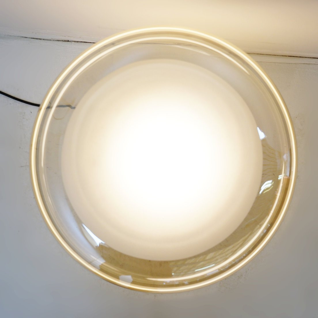 "mushroom" Table Lamp With Marble Base And Opal Glass Shade.-photo-2