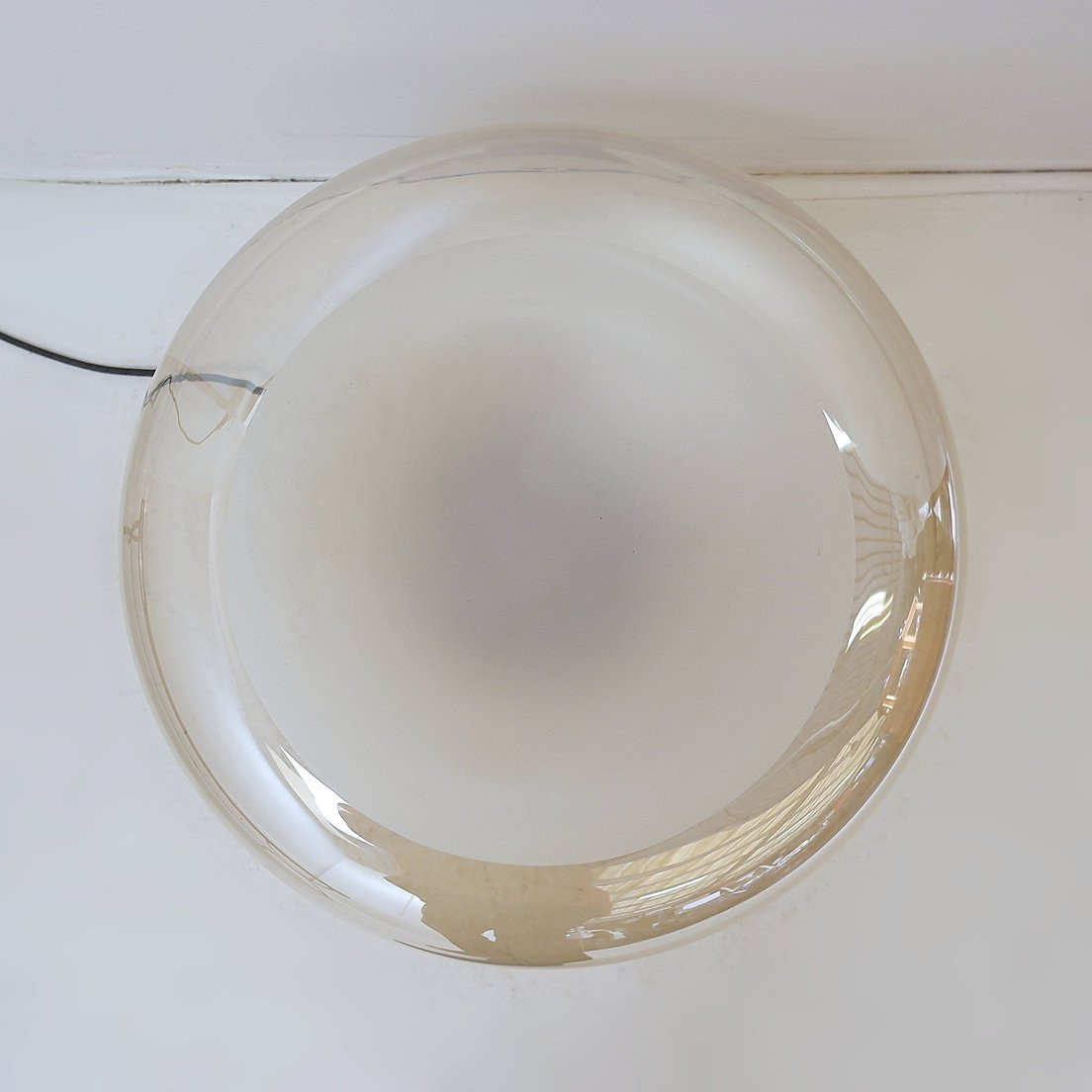 "mushroom" Table Lamp With Marble Base And Opal Glass Shade.-photo-6