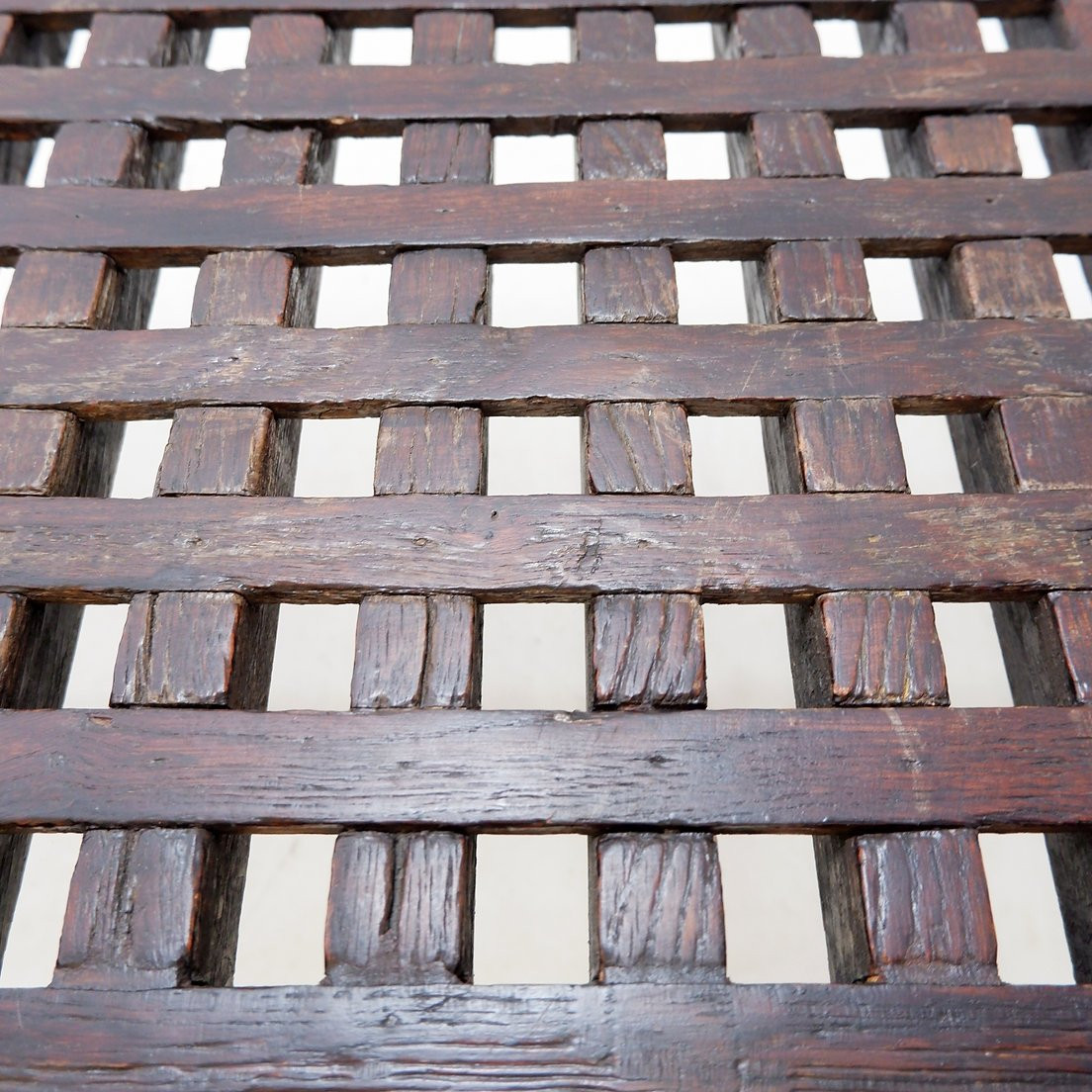  Coffee Table In Solid Wood With Openwork Design And Wrought Iron Legs -photo-3