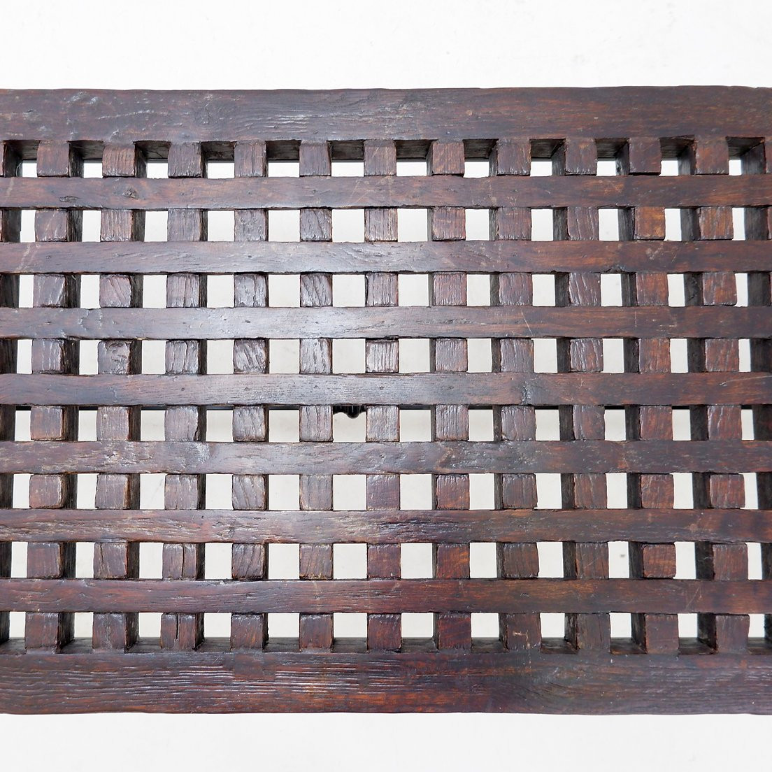  Coffee Table In Solid Wood With Openwork Design And Wrought Iron Legs -photo-6