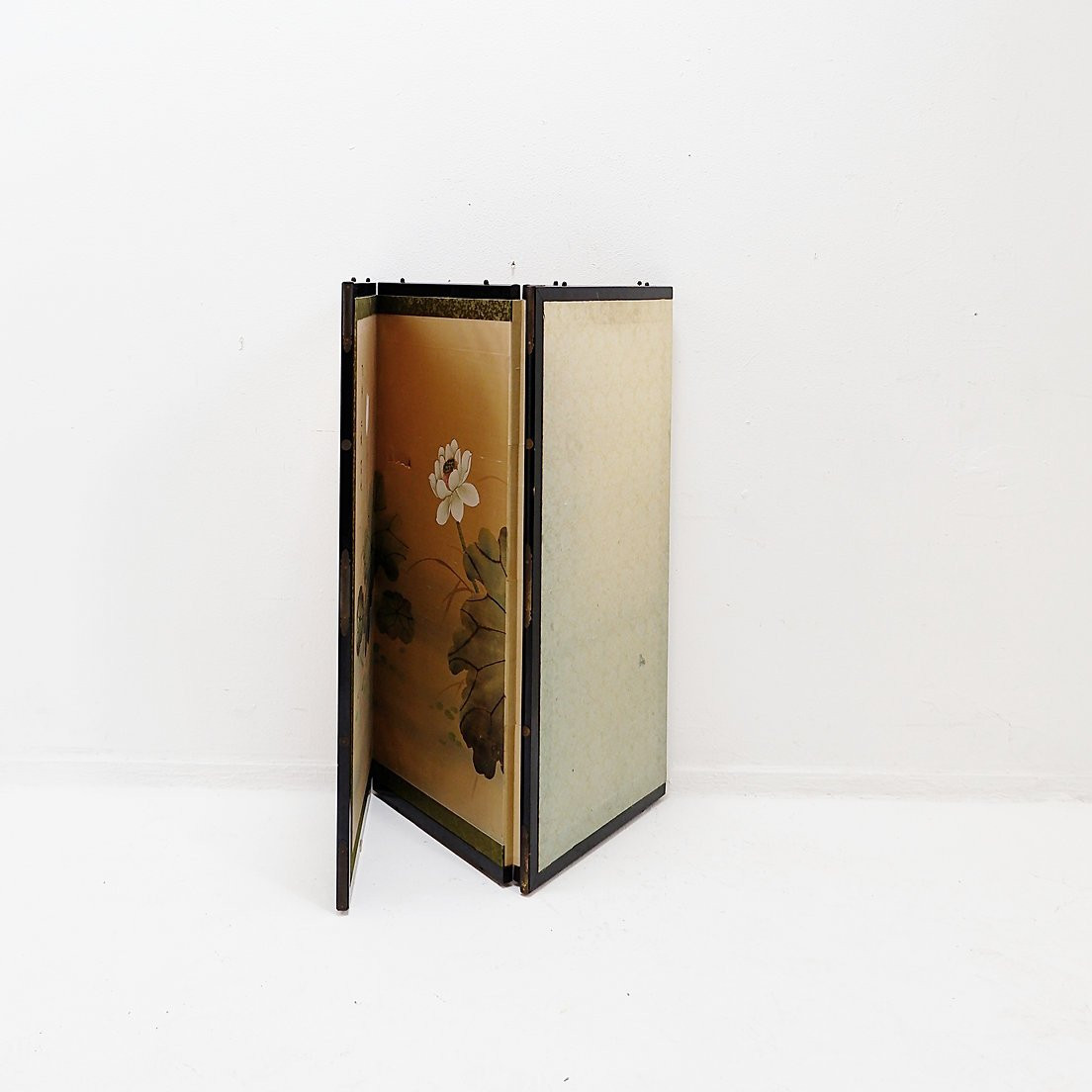 Paravent japonais (byōbu) orné de fleurs de lotus : H:92cm -photo-2