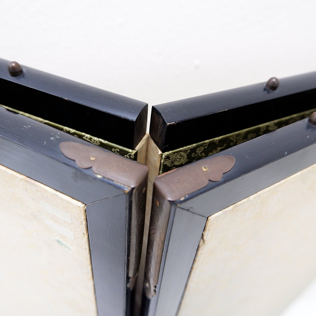 Paravent japonais (byōbu) orné de fleurs de lotus : H:92cm -photo-2