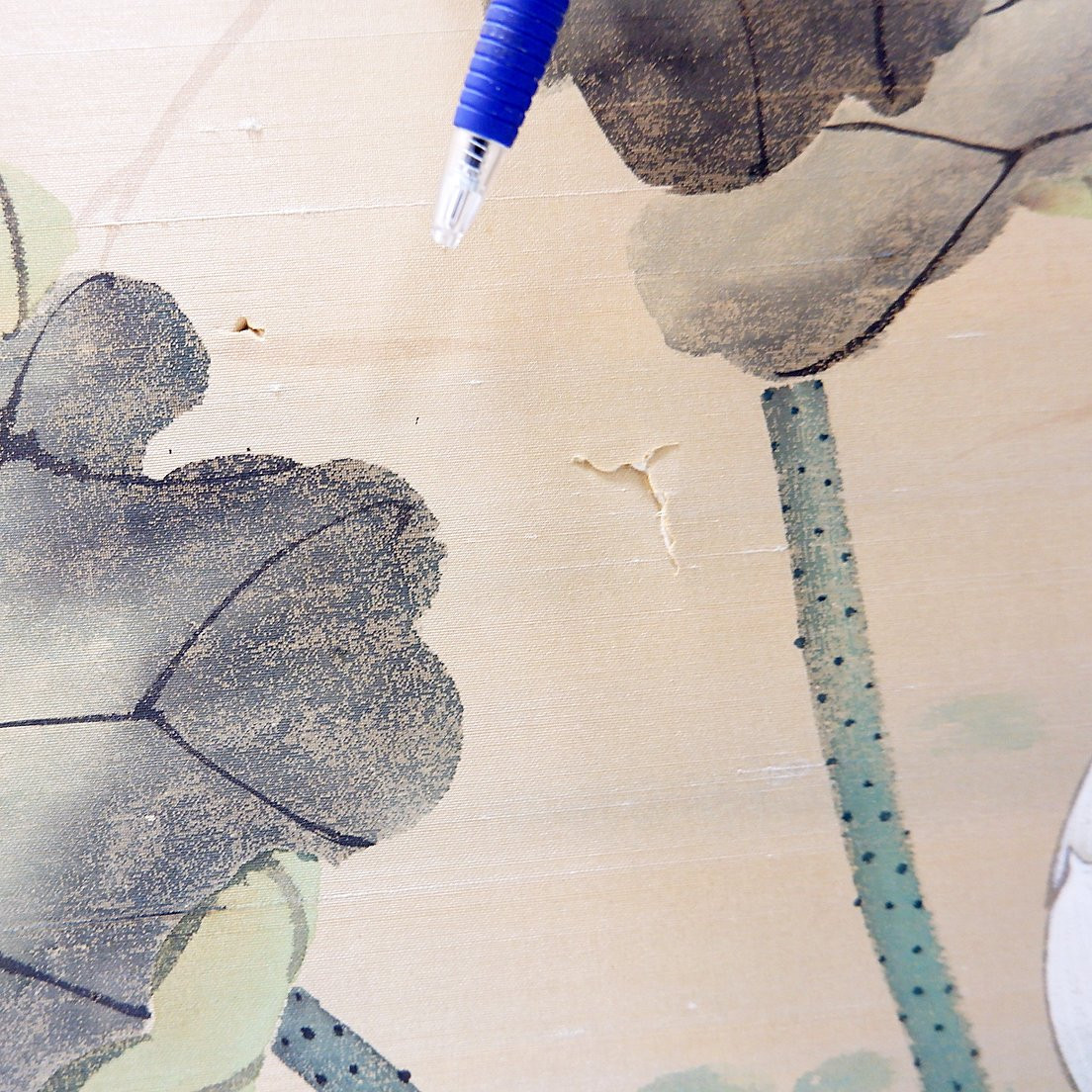 Paravent japonais (byōbu) orné de fleurs de lotus : H:92cm -photo-5