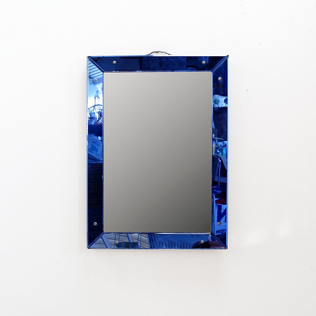 Miroir à cadre en verre coloré, attribué à Fontana Arte, Italie, vers 1950-photo-3