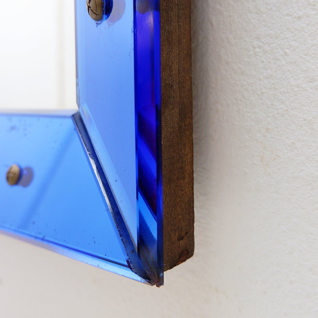 Miroir à cadre en verre coloré, attribué à Fontana Arte, Italie, vers 1950-photo-1
