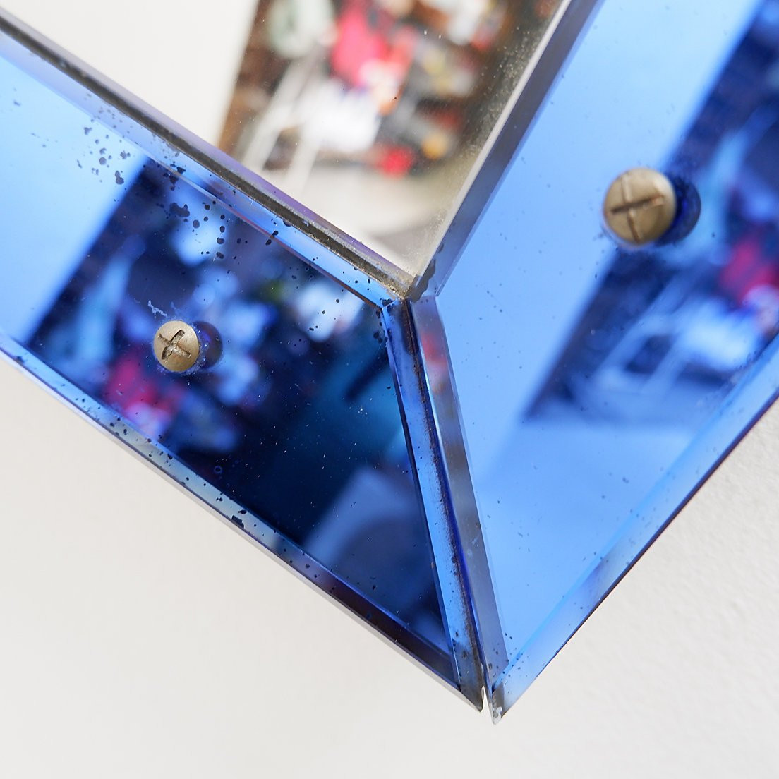 Miroir à cadre en verre coloré, attribué à Fontana Arte, Italie, vers 1950-photo-2