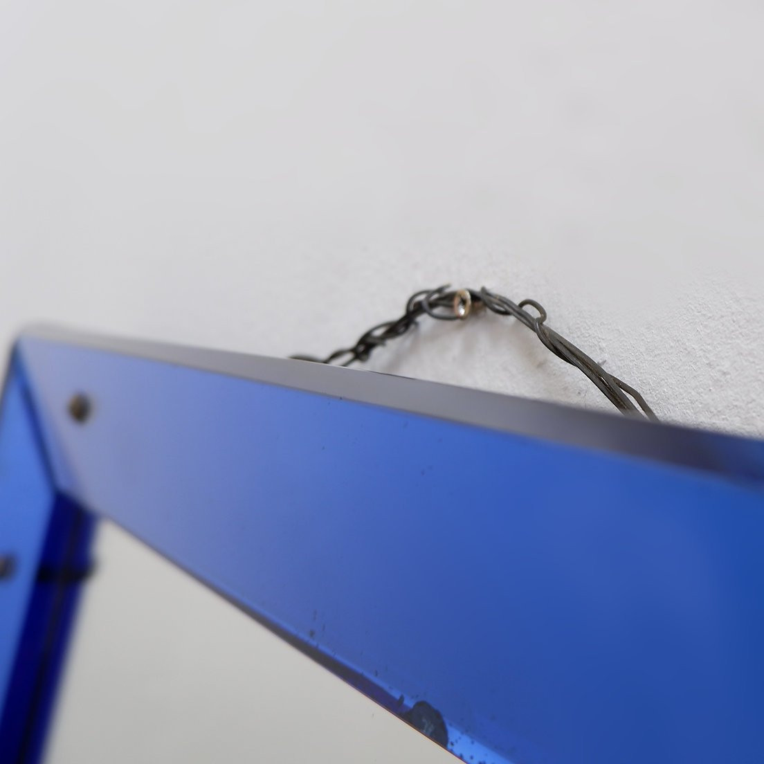 Miroir à cadre en verre coloré, attribué à Fontana Arte, Italie, vers 1950-photo-5