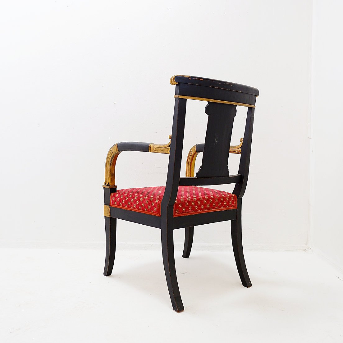 Fauteuil noir et "or" de style Empire - XIXe siècle-photo-2