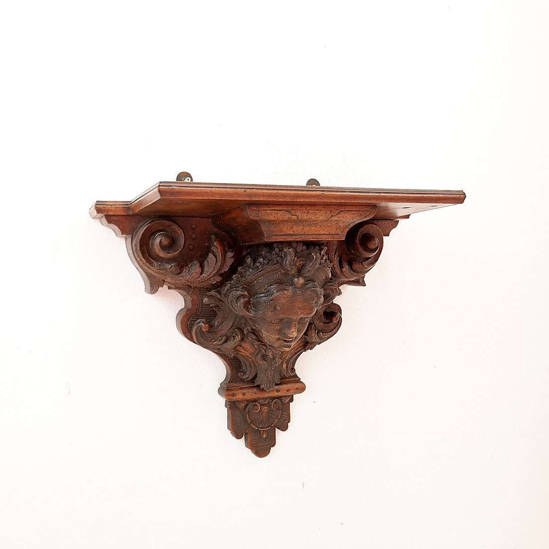 Étagère murale ancienne en bois sculpté à la main - XIXe siècle-photo-2