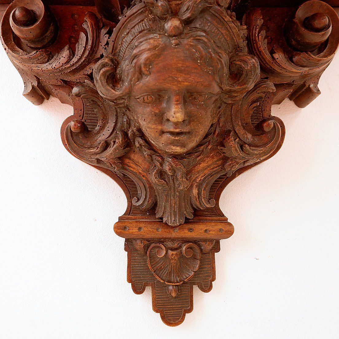 Étagère murale ancienne en bois sculpté à la main - XIXe siècle-photo-3