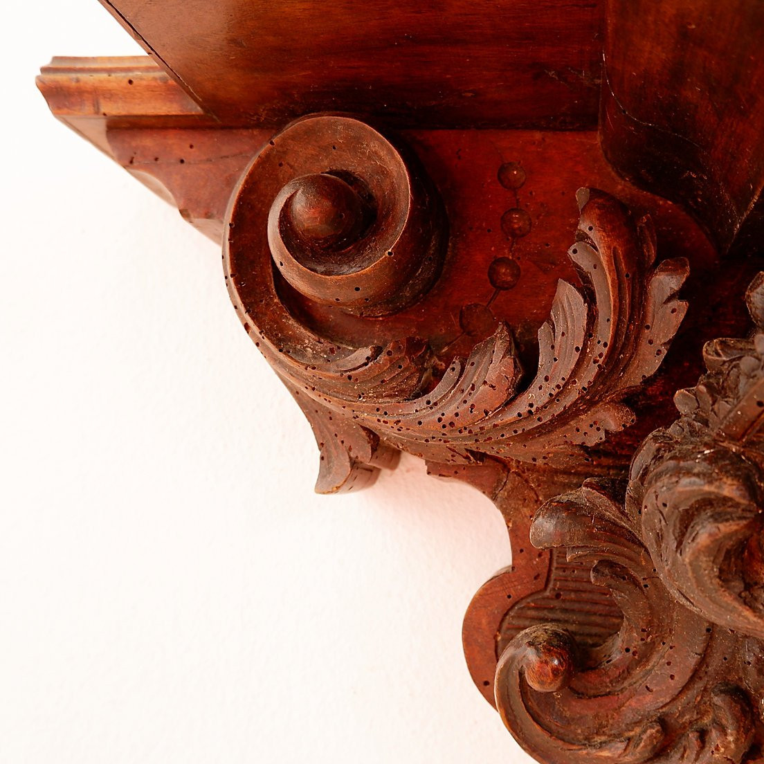 Étagère murale ancienne en bois sculpté à la main - XIXe siècle-photo-6