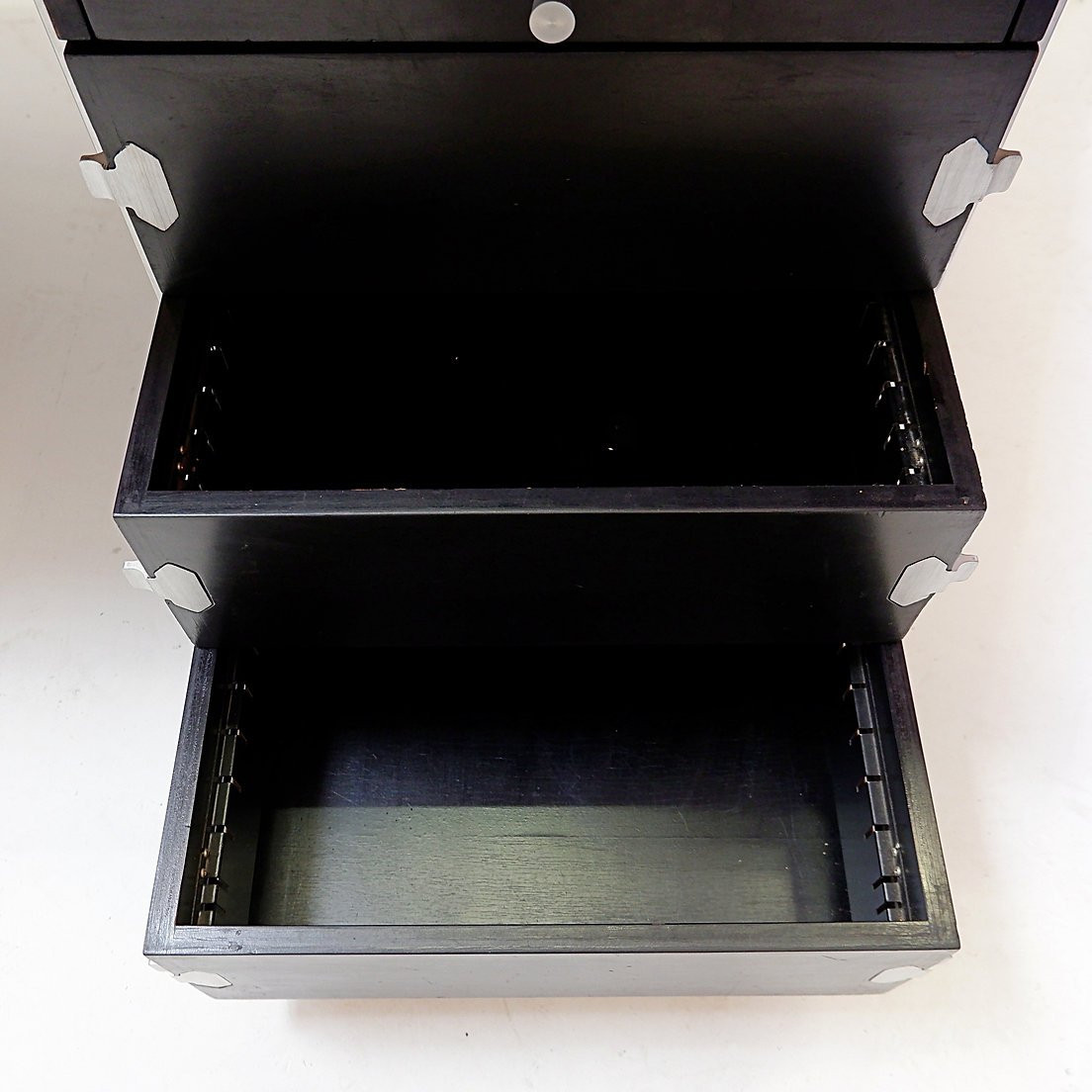 Bureau composé de 2 caissons Bergwood et d'un plateau Boomerang en placage bois - Années 1970-photo-7