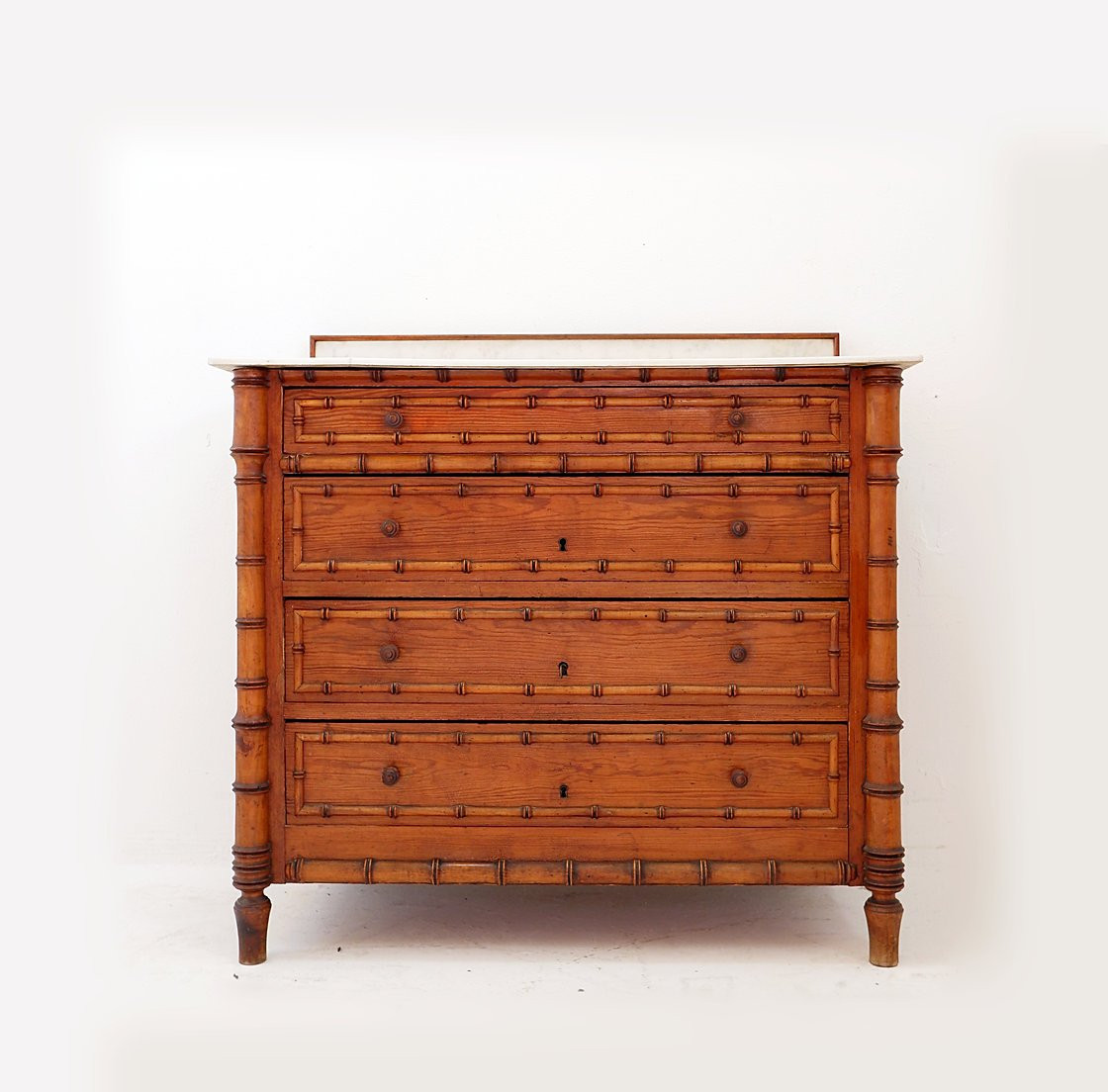 Commode en pin foncé imitation bambou - Fin XIXe siècle-photo-2