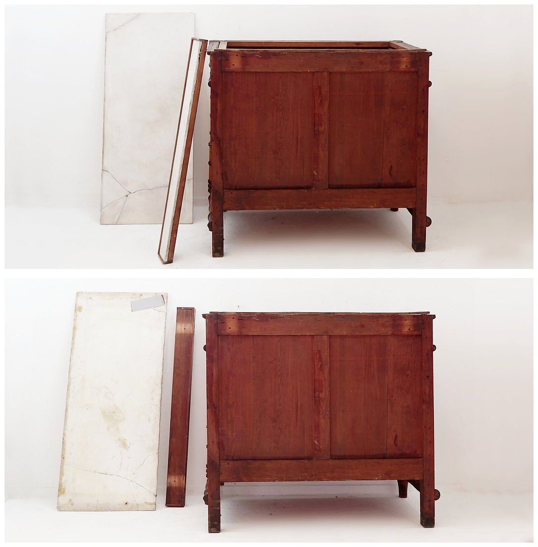 Commode en pin foncé imitation bambou - Fin XIXe siècle-photo-4