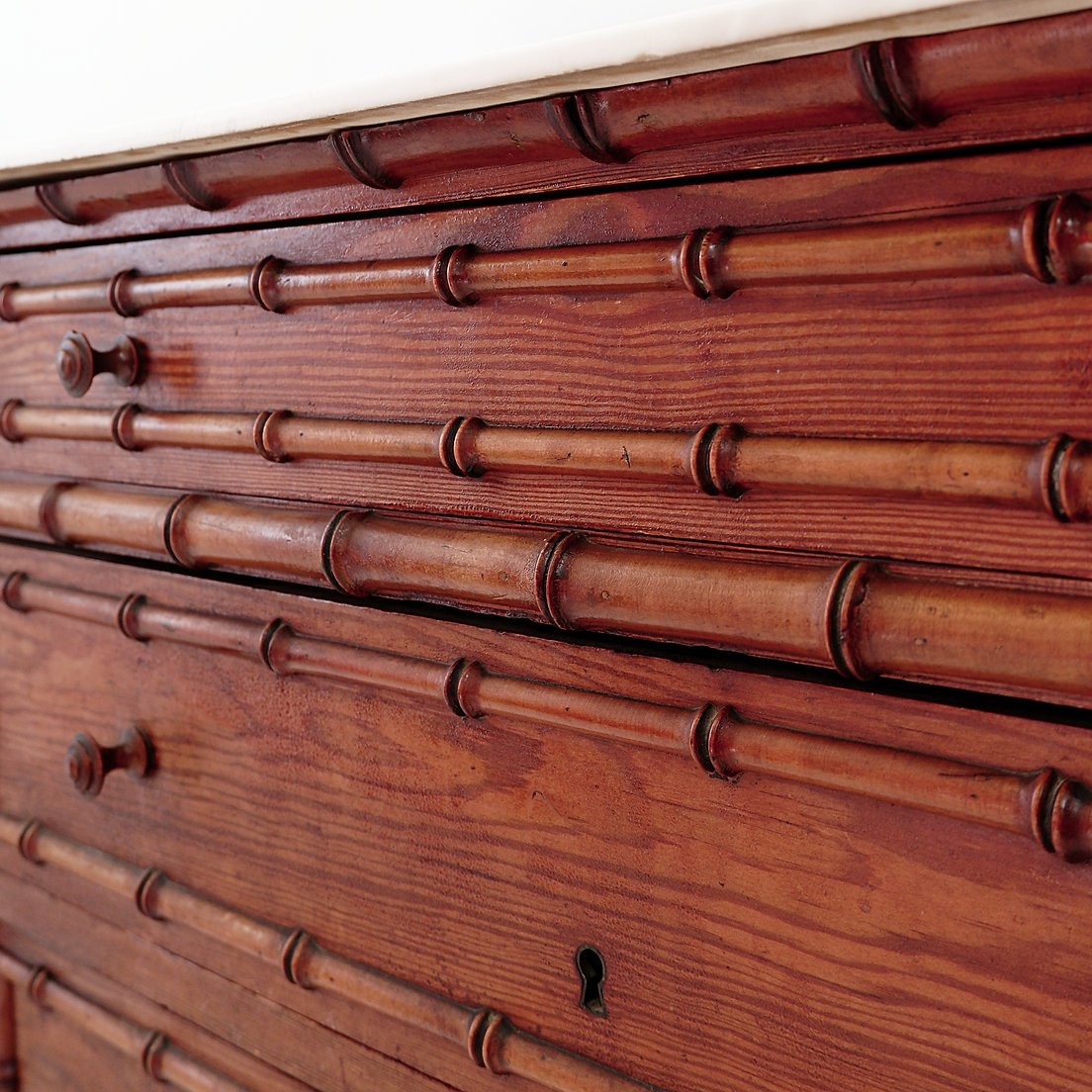 Commode en pin foncé imitation bambou - Fin XIXe siècle-photo-3