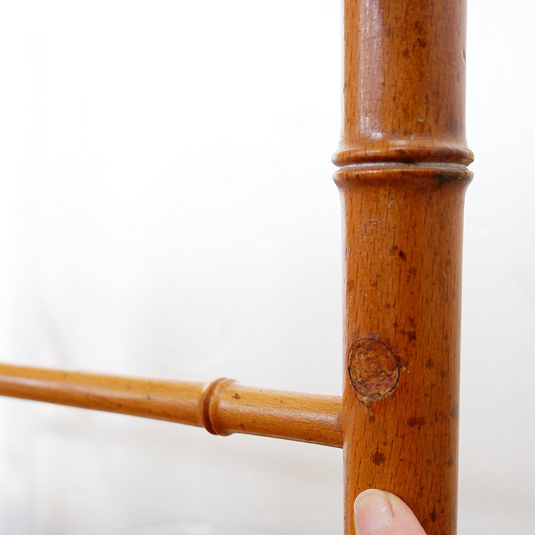 Chaise d'appoint vintage style organique en imitation bambou et cannage - Années 1960-photo-4