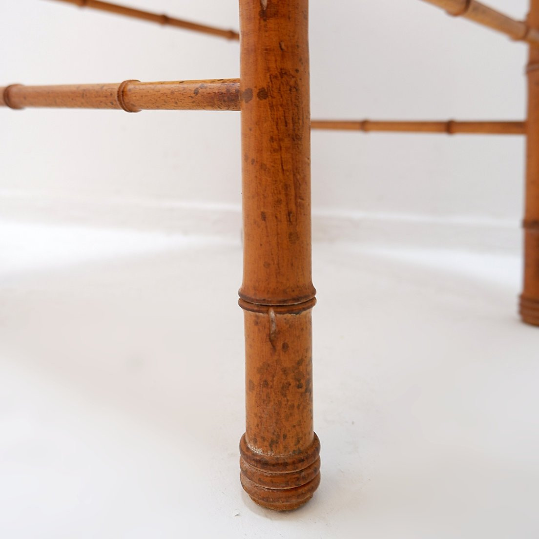 Chaise d'appoint vintage style organique en imitation bambou et cannage - Années 1960-photo-5