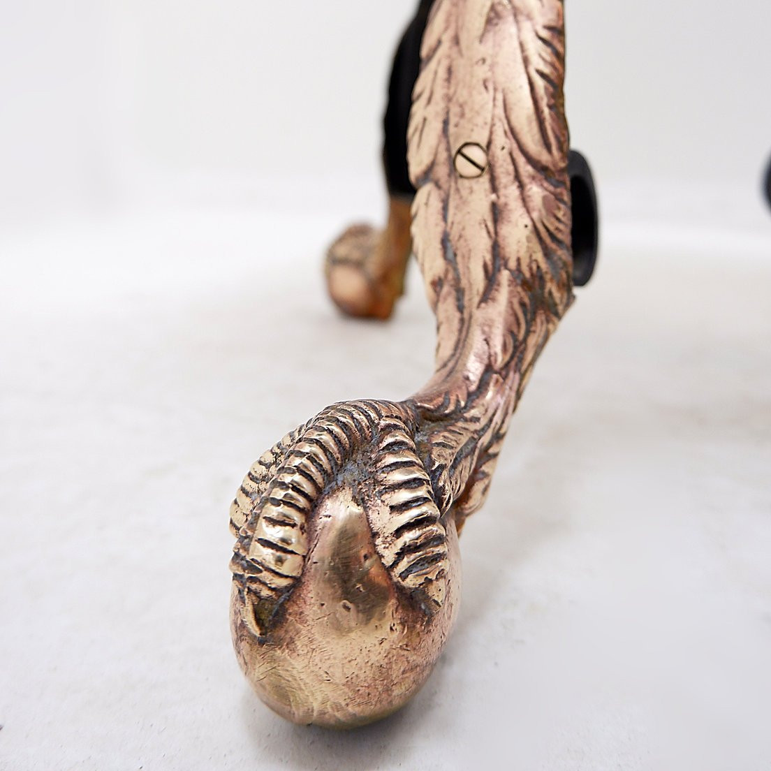 Wrought-iron Tripod Side Table With Brass And Alabaster Top - 1950s-photo-2