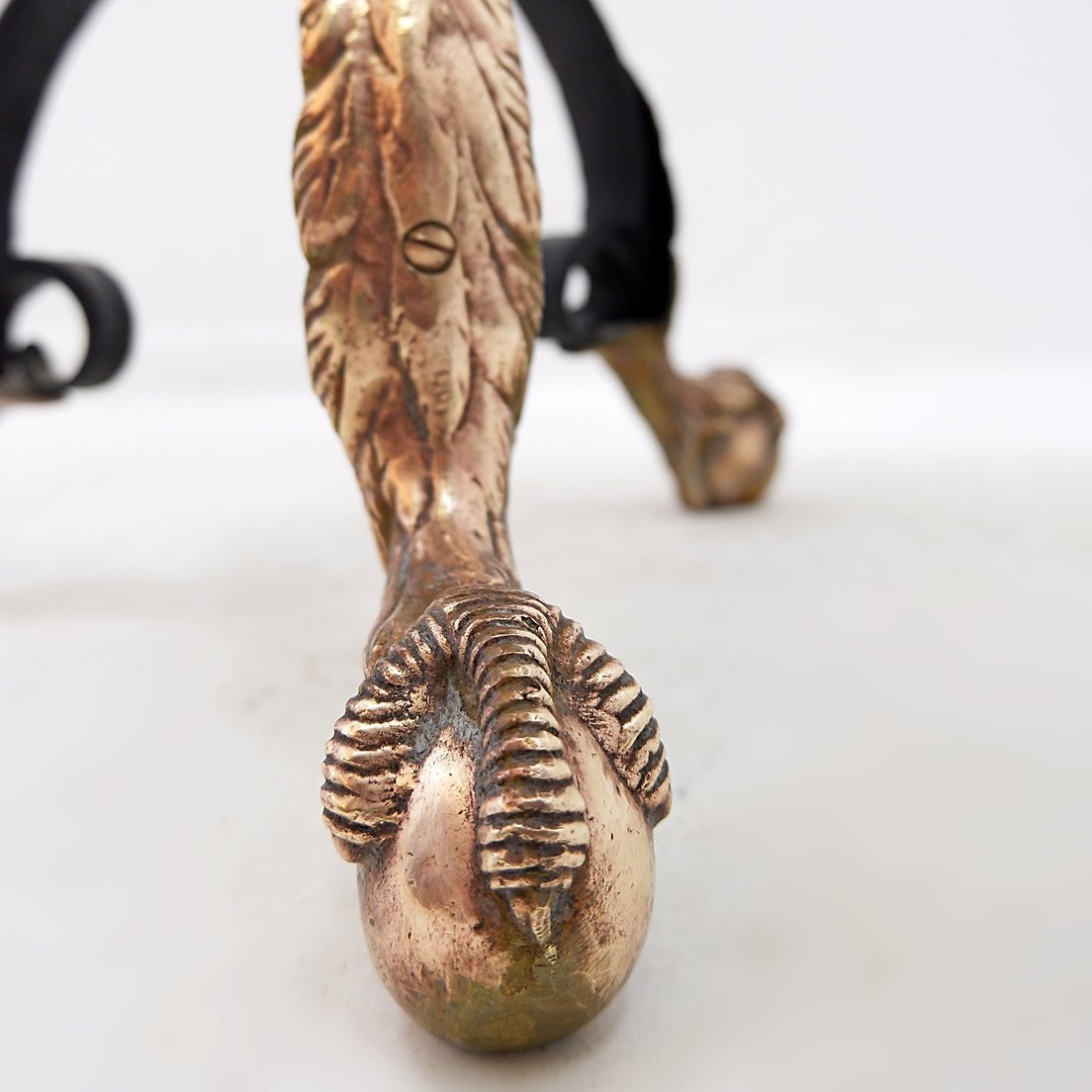 Wrought-iron Tripod Side Table With Brass And Alabaster Top - 1950s-photo-6