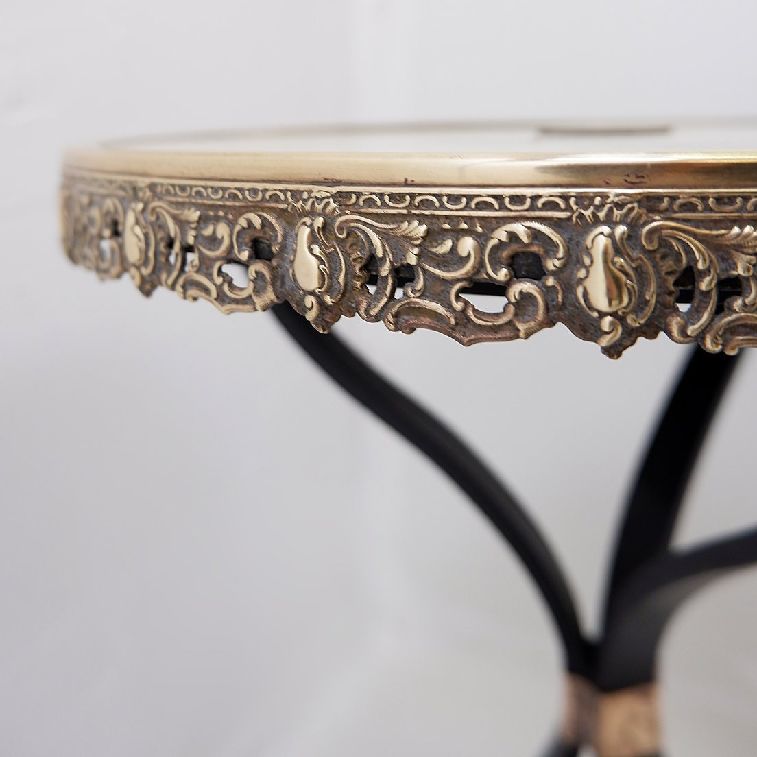 Wrought-iron Tripod Side Table With Brass And Alabaster Top - 1950s-photo-7