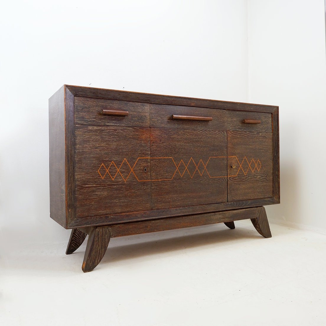 Vintage Sideboard In Wenge Wood, Splayed Legs-photo-2